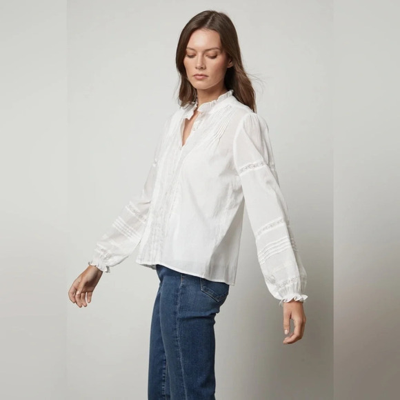 Velvet by Graham & Spencer Romy Boho Lace  Top in White - Picture 10 of 10